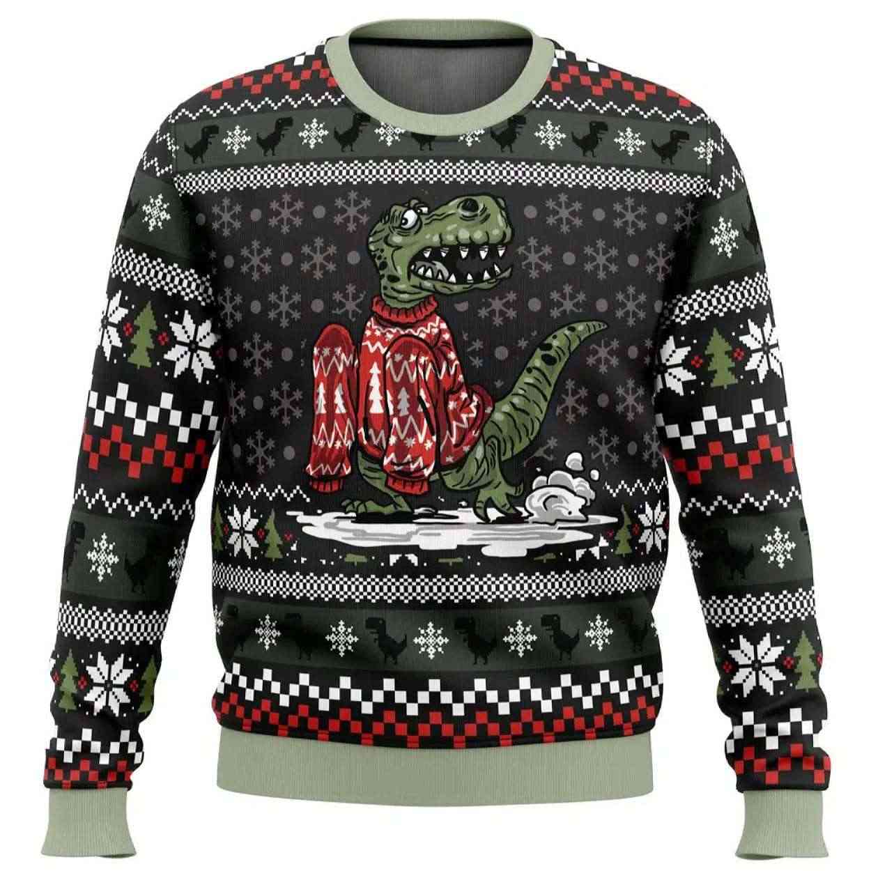Wrong Size Dinosaurs Ugly Christmas Sweater Wrong Size Dinosaurs Ugly Christmas Sweater