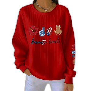 Women's benito bowl Ribbed Round-Neck Sweatshirt 2 Womens benito bowl Ribbed Round Neck Sweatshirt2