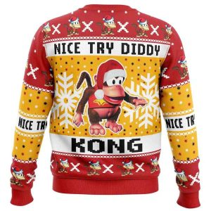 Nice Try Diddy Kong Meme Donkey Kong Ugly Christmas Sweater1