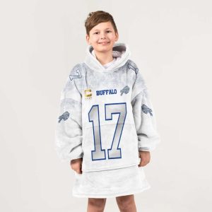 Josh Allen 17 Captain Bills Rivalries Cold Front Blanket Hoodie4