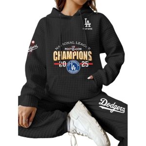 Dodgers National League Champions 2025 Waffle Hoodie1