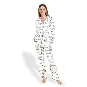 Breast Cancer Awareness Pink Ribbon Satin Pajama Set2