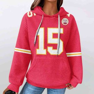 Kansas City Patrick Mahomes 15 Waffle Hoodie 2 Kansas City Patrick Mahomes 15 Waffle Hoodie2