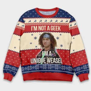 Stoney Brown Encino Man Im Not a Geek Im Not A Geek Ugly Christmas Sweater