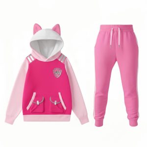 Pink Puppy Ears Costume Hoodie Jogger Set