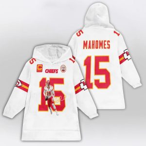 Captain Patrick Mahomes 15 Chiefs Signature Blanket Hoodie