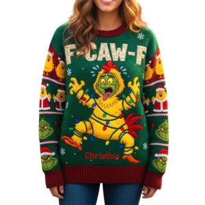 2025 Grnch F-Caw-F Chicken Christmas Ugly Sweater 1 Grnch F Caw F Chicken Christmas Ugly Sweater1