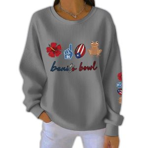 Women's benito bowl Ribbed Round-Neck Sweatshirt 3 Womens benito bowl Ribbed Round Neck Sweatshirt3