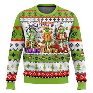 Happy Hallothanksmas The Grnch Ugly Christmas Sweater