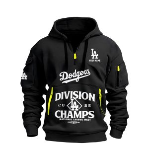 2025 Dodgers NL West Division Champions Quarter Zip Hoodie2