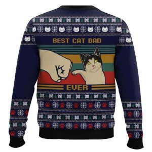 Best Cat Dad Ever Ugly Christmas Sweater1