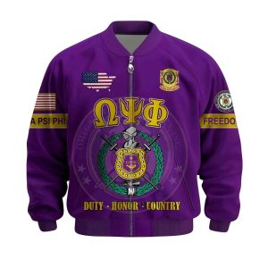 Omega Psi Phi Duty Honor Country Freedom Bomber Jacket