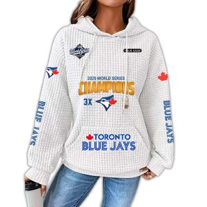 Blue Jays 2025 3X World Series Champions Waffle Hoodie 3