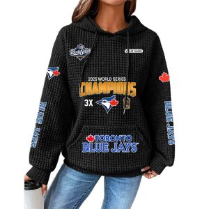 Blue Jays 2025 3X World Series Champions Waffle Hoodie 5
