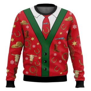 Cowboy Cardigan Ugly Christmas Sweater
