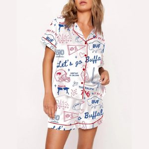 Buffalo Football Doodles Satin Pajama Set
