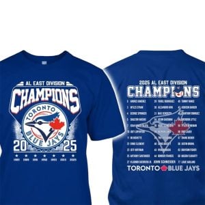 2025 Blue Jays AL East Division Champions Two Sided Shirt