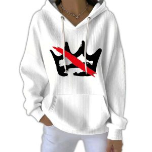 No Kings Print Pit Striped Sweatshirt