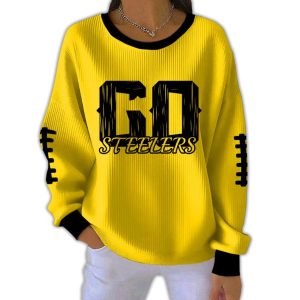 Go Steelers Football Ribbed Sweatshirt1