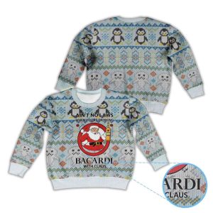 Bacardi With Claus Penguine Ugly Christmas Sweater1