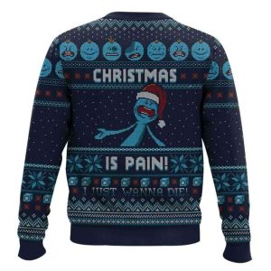 Mr Meeseeks Christmas Is Pain Rick And Morty Ugly Christmas Sweater1
