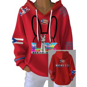 Womens Bunny Football Music Lover Printed Hoodie3