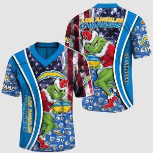 2025 Chargers Merry Grinchmas American Flag Jersey