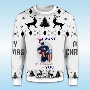 Captain America All I Want For Christmas Is You Ugly Christmas Sweater1