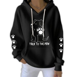 Talking With Paws Funny Puppy Print Pit Striped Sweatshirt3