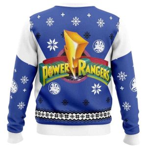 2025 Mighty Morphin Power Rangers Blue Ugly Christmas Sweater 1 Mighty Morphin Power Rangers Blue Ugly Christmas Sweater1