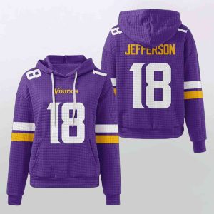 Justin Jefferson 18 Vikings Waffle Hoodie