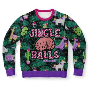 Jingle Balls Llama Unicorn Funny Ugly Christmas Sweater