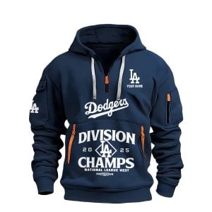 2025 Dodgers NL West Division Champions Quarter Zip Hoodie3