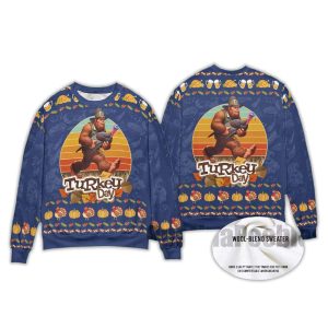 Bigfoot Turkey Pumpkin Thanksgiving Sasquatch Ugly Christmas Sweater
