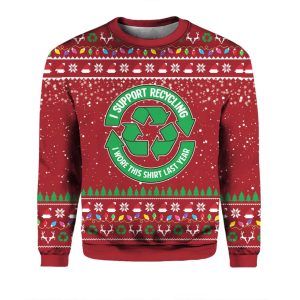 2025 I Support Recycling Ugly Sweater Christmas 2