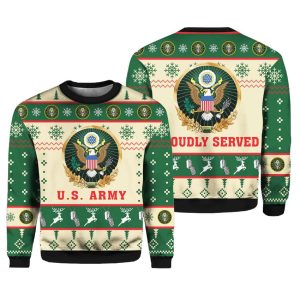 US Army Proudly Served Veterans Ugly Christmas Sweater 1