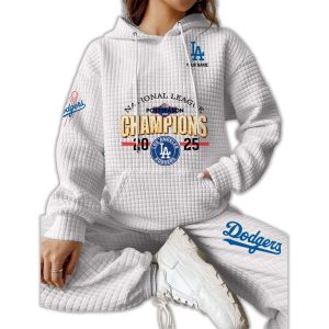 Dodgers National League Champions 2025 Waffle Hoodie2