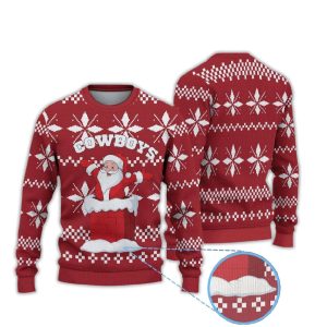 Snowflake Cowboys Santa Claus Chimney Ugly Christmas Sweater