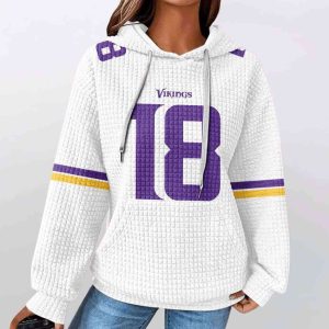 Justin Jefferson 18 Vikings Waffle Hoodie3