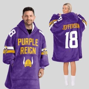 Jefferson 18 Vikings Purple Reign Blanket Hoodie 3 Jefferson 18 Vikings Purple Reign Blanket Hoodie3