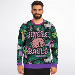 Jingle Balls Llama Unicorn Funny Ugly Christmas Sweater2