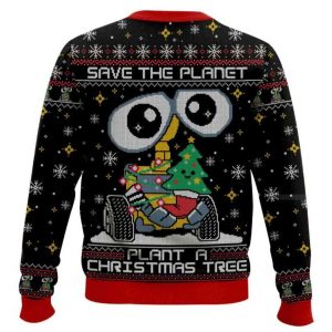 Wall e Save The Planet Plant A Christmas Tree Ugly Christmas Sweater1