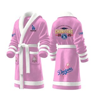 Dodgers NLCS Champions 2025 Fleece Bathrobe 3 Dodgers NLCS Champions 2025 Fleece Bathrobe3