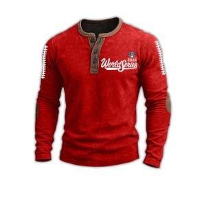 Blue Jays 2025 World Series Baseball Print Henley T-Shirt 4 Blue Jays 2025 World Series Baseball Print Henley T Shirt4