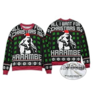2025 All I Want For Christmas Is Harambe Ugly Christmas Sweater