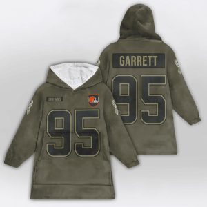 Myles Garrett 95 Browns Salute to Service Blanket Hoodie