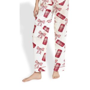 Women's Pink Pepper Drink Coquette Bow Satin Pajama Set 3 Womens Pink Pepper Drink Coquette Bow Satin Pajama Set 1