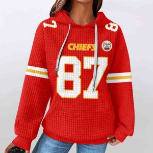 Chiefs Travis Kelce 87 Waffle Hoodie3