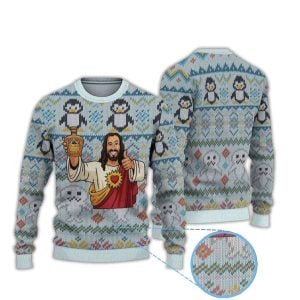 Crown Royal Jesus Penguin Ugly Christmas Sweater