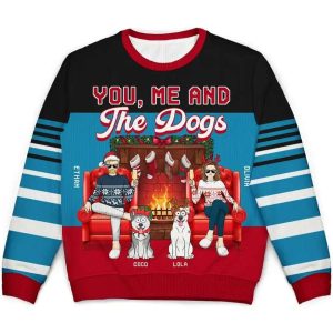 You Me And The Dog Personalized Ugly Christmas Sweater